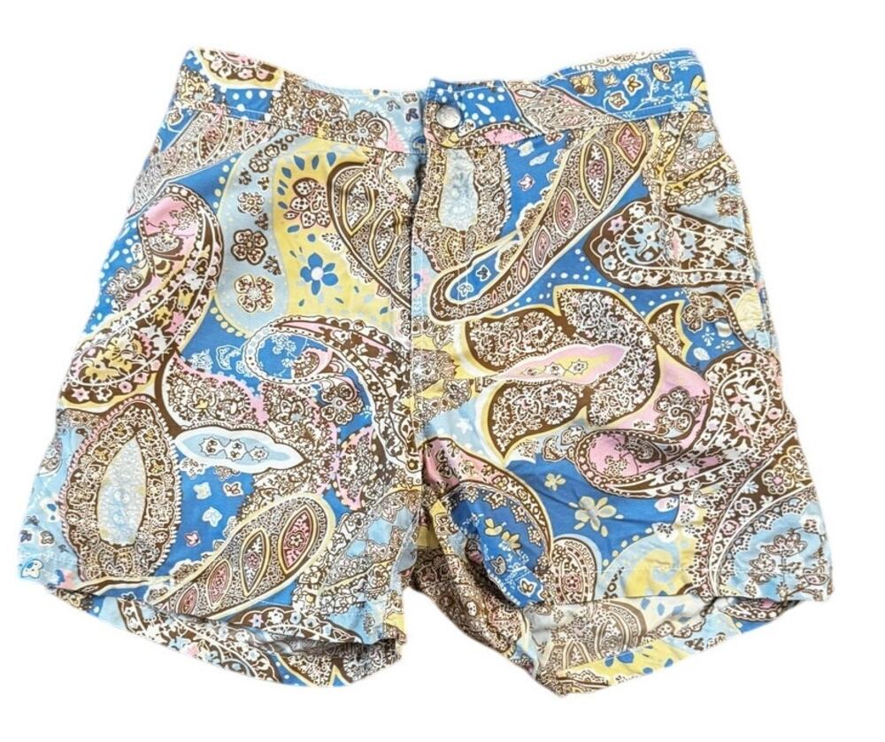 Vilebrequin Paisley Print Swim Trunks, Blue/Brown/Yellow/Pink, Boys' Large